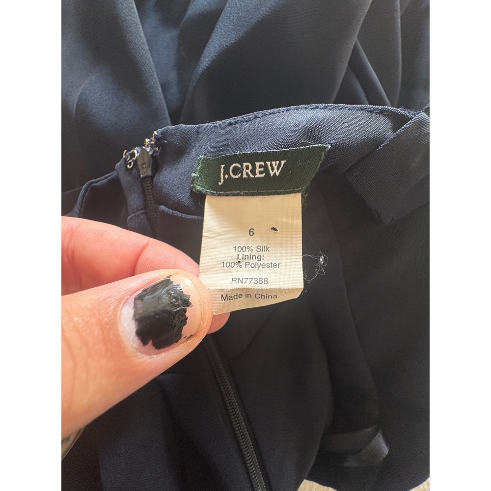 J.Crew Black 100% Silk Bow Front Sweetheart Dress Size 6 RN77388 Altered - Picture 7 of 7